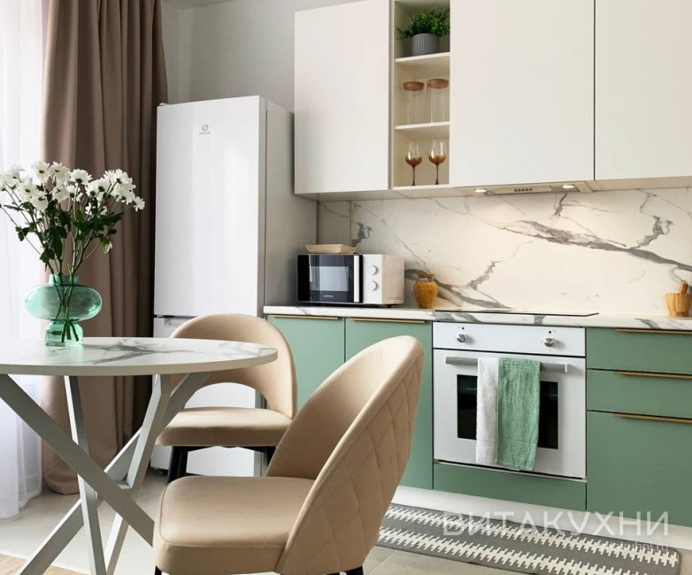 Кухня Фьюжн Silky White/Silky Mint