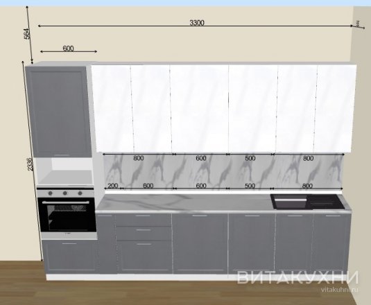 Кухня Сканди Graphite Softwood 04, Вита Кухни